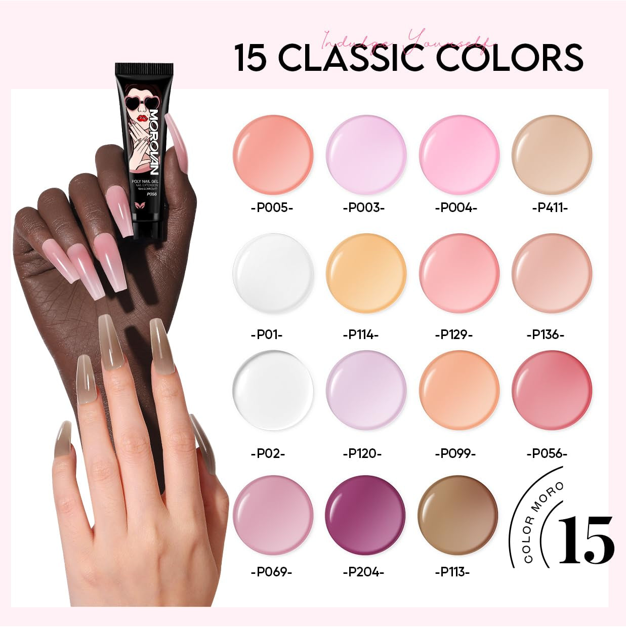 Poly Gel Nail Kit for Beginners: 15 Colors Gel Extension Nail Starter Kit with S