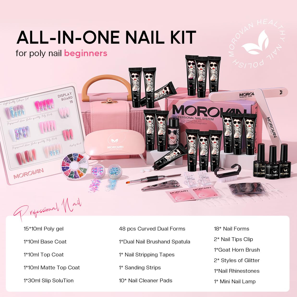 Poly Gel Nail Kit for Beginners: 15 Colors Gel Extension Nail Starter Kit with S